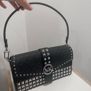 Michael Kors Black and Silver Studded Shoulder Bag